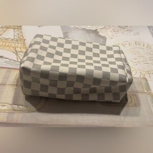 Checkered Canvas Makeup Pouch